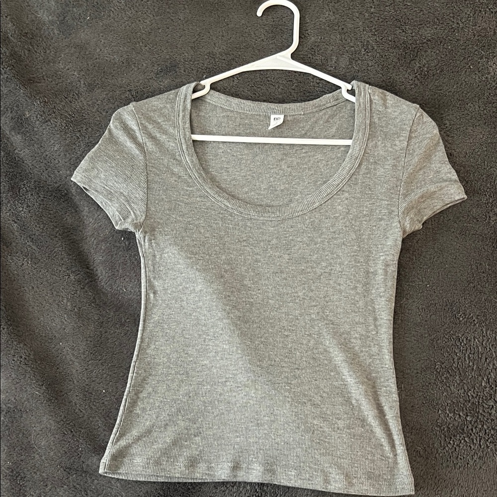 Nordstrom Dark Grey Short Sleeve Fitted T-Shirt